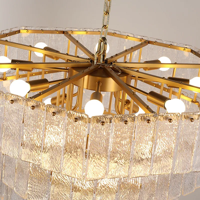 Elegant Illumination: Experience the Octagonal Glacier Glass Chandelier's Timeless Charm